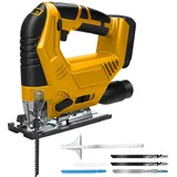 Akku Stichsäge kompatibel mit Dewalt 20V-Akku (ohne Akku), Elektrische Stichsäge mit 45° Fase, 6 Geschwindigkeiten, 4 Orbital, Staubschlauch, Führungslineal und 5 Stück Sägeblätter