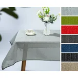 Beautex Tischdecke Tokio Weichschaum Tischdecke mit Paspelband, Garten, Balkon, Terrasse (1-tlg) grau Oval | 160 cm x 220 cm