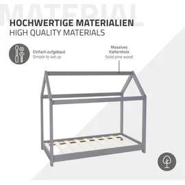 ML-Design Hausbett 70 x 140 cm Kiefer grau