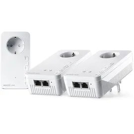 Hama devolo Magic 2 WiFi 6 Multiroom Kit, WLAN Powerline Adapter, bis zu 2.400 Mbit/s, Mesh WLAN Steckdose, 2x Gigabit LAN, Access Point, dLAN 2.0, weiß