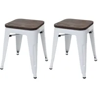 Mendler Hocker HWC-A73 Holz 39 x 46 x 39 cm Weiß