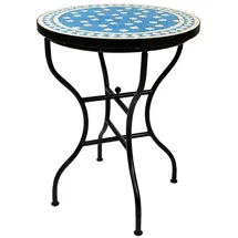 Marrakesch Orient & Mediterran Interior Estrella Mosaiktisch Ø 60 x 75 cm Blau/Weiß/Türkis