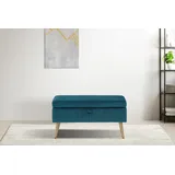 otto home Truhenbank OTTO HOME "AMIRA Sitzbank mit Stauraum, Maße B/T/H: 81/36/43 cm", blau (petrol), B:81cm H:43cm T:36cm, Struktur fein (100% Polyester);Samtvelours (100% Polyester);Luxus-Microfaser weich (100% Polyester), Sitzbänke, mit Staufach, in 3