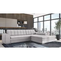 Fun Möbel Ecksofa Sofa SARRA mit Schlaffunktion Stoff Lincoln Lichtgrau Ottomane Rechts