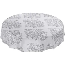 ANRO Wachstuchtischdecke abwaschbar Ranken Barock Ø 140 cm Grau