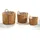 Kobolo Rattanübertopf Pflanzkorb Übertopf – Rattan lacak – rund - mit Folie - 3er Set