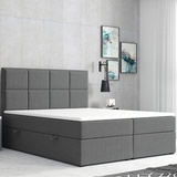 Möbel Punkt Boxspringbett PORTOFINO mit Bettkasten 180 x 200 cm Webstoff Grau Anthrazit Bett Bettkasten