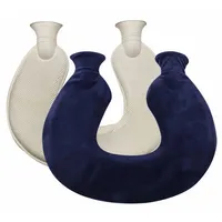 Coonoor Nacken-Wärmflasche Nackenwärmflasche mit Deckel, (U-förmige Nacken- und Schulterwärmflasche), weicher Strickbezug blau