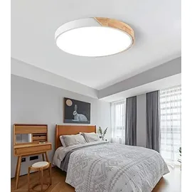 Style Home LED Deckenleuchte Deckenlampe 36W dimmbar mit Fernbedienung 3000K-6000K, Ø40*H4cm für Wohnzimmer Schlafzimmer Küche Holz