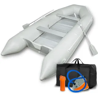 Eberth Schlauchboot Angelboot Paddelboot aus robustem PVC für Außenborder 8 Personen, 4,60m x 1,90m Boot mit Sitzbank, 2X Paddel, Aluboden, Reparaturset, Pumpe, Tragetasche, bis 1100 kg
