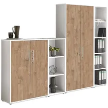 BMG Möbel Aktenschrank Office Edition Sw Set 4 Weiß/Eichefarben