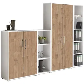 BMG Möbel Aktenschrank Office Edition Sw Set 4 Weiß/Eichefarben