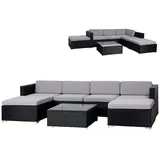 Svita LUGANO Polyrattan Lounge Gartenmöbel Set Gartenlounge Gartensofa Schwarz