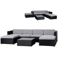 Svita LUGANO Polyrattan Lounge Gartenmöbel Set Gartenlounge Gartensofa Schwarz