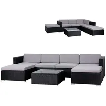 Svita LUGANO Polyrattan Lounge Gartenmöbel Set Gartenlounge Gartensofa Schwarz