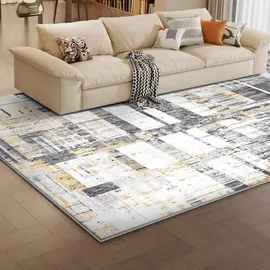 luxuskollektion Teppich Flauschig Gelb Grau 160x230 Moderner Schwamm