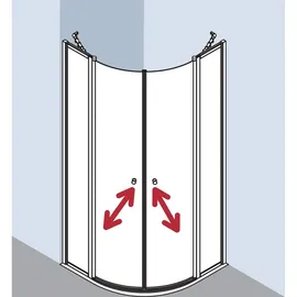 Kermi Nova 2000 Viertelkreis-Duschkabine mit Pendeltüren mit Festfeldern 90x90x185 cm N2P530901811K,