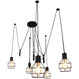 Mendler HWC-H85 5-flg. E27 60 cm Gitterlampenschirm schwarz