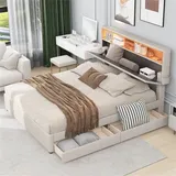 AUTOLOCK Polsterbett 140 x 200 cm Beige
