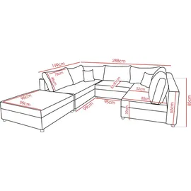 Fun Möbel Wohnlandschaft Sofa ANDRO Schlaffunktion und Hocker Stoff Fresh Dunkeltürkis