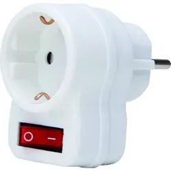 Schuko-Zwischenstecker mit Schalter, arktisweiß - arktis-weiß