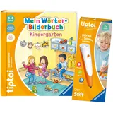 Ravensburger Tip-TOI Set: Mein Wörter-Bilderbuch | Kindergarten (Kinderbuch) + 00110 tiptoi Stift, Lernspielzeug für Kinder