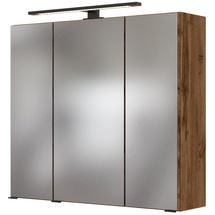 Lomadox Led- Spiegelschrank 70 cm MANLY-03 Wotaneiche Nb. b/h/t: 70/64/20 cm