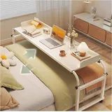 KHLMSRXJ Rollbarer Betttisch, Nachttisch mit Rollen, höhen- und längenverstellbar, mobiler Tisch, über dem Bett mit Rädern, großer Querbetttisch mit Rädern