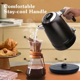 Aigostar - 1,7 Liter 2200W Digitaler Edelstahl Wasserkocher mit Temperatureinstellung 40-100°C, Schwarz - Schwarz
