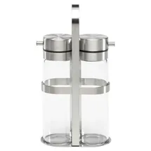 Bongusto Essig- und Ölflaschen-Set 3-teilig Borosilikatglas Edelstahl 11 x 21 cm