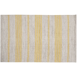 Teppich / Bettvorleger rechteckig beige mit gelben Streifen 140 x 200 cm CABOURG