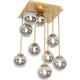 QAZQA - Moderne Deckenleuchte Gold 9-Lichter mit Rauchglas - Athen