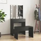 vidaXL Schminktisch-set mit Led Schwarz Holzwerkstoff