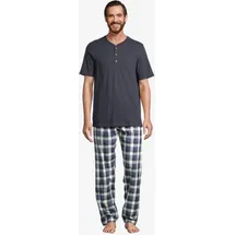 SCHIESSER Pyjama Night & Home Grau kariert / Blau L