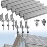 Solarmodul Halterung Set Blechdach Dach Befestigung Stockschraube Schiene für 2 Solarpaneele - Silber