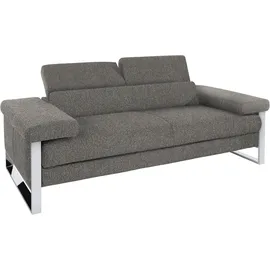 W.Schillig Couch Leder 2-Sitzer Grau