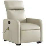 vidaXL Massagesessel mit Aufstehhilfe Elektrisch Kunstleder 89,5 x 95,5 x 0 cm Creme