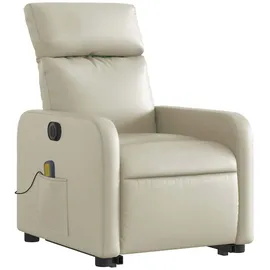 vidaXL Massagesessel mit Aufstehhilfe Elektrisch Kunstleder 89,5 x 95,5 x 0 cm Creme