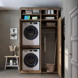 roomartstore.de Waschmaschinenschrank DORA 130 x 230 x 74 cm Beige