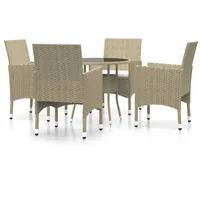 vidaXL 5-tlg Garten-Essgruppe Poly Rattan Beige