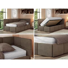MKS JUGENDBETT ARVO 90/200 - Braun Velvet - Foam-Matratze - Rechts Seite