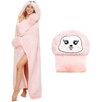 WJMSDK Kaninchen Decke mit Ärmeln - Kaninchen Geschenk für Frauen, Sherpa Fleece Kuscheldecke mit ärmeln, Tragbare Decke zum Anziehen als Weihnachten Geburtstagsgeschenk für Frauen Damen