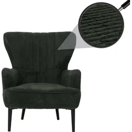Mendler Lounge-Sessel HWC-K37 Cord 75 x 80 x 75 cm dunkelgrün mit Kissen