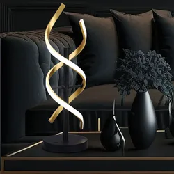 Tischleuchte dimmbar LED Wohnzimmerlampe Designleuchte verstellbare Lichtfarben, Spiralform, Warmweiß + Neutralweiß, 20,5W 2600lm, DxH 16x48 cm