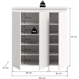 xonox.home Scarpa Universalschrank 105 x 111 x 37 cm Weiß