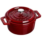 STAUB Mini Cocotte, rund mit Deckel 10 cm, 0,25 L, induktionsgeeignet, mit mattSchwarzer Emaillierung im Inneren des Topfes, für alle Herdarten inkl. Induktion & Backofen, Grenadine Rot