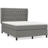 vidaXL Boxspringbett mit Matratze Dunkelgrau 140x200 cm Stoff