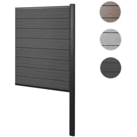 MCW WPC-Sichtschutz Savoie, Zaun Windschutz, Alu-Pfosten zum Einbetonieren ~ Erweiterungselement schmal, 95cm anthrazit