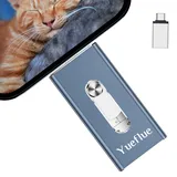 Yueflue USB Stick iPhone 256GB, USB Stick für iPhone speicherstick zum Speichern von Mehr Bildern und Videos.Push-Pull Dual Interface mit Separatem Typ-C-Adapter, iPhone USB Stick für i0S/Android/PC.