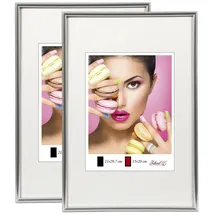 Ideal Trend 2er 3er 5er Pack Photo Style Set Bilderrahmen Wanddeko Collage Poster Kunststoff Rahmen: Farbe: 2er Pack Silber | Format: 21x29,7 DIN A4